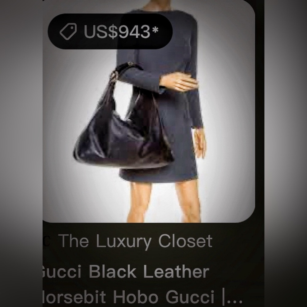 Authentic Vintage Gucci Black soft Leather hobo shoulder bag ❌90% OFF SALE❌ - Picture 9 of 17